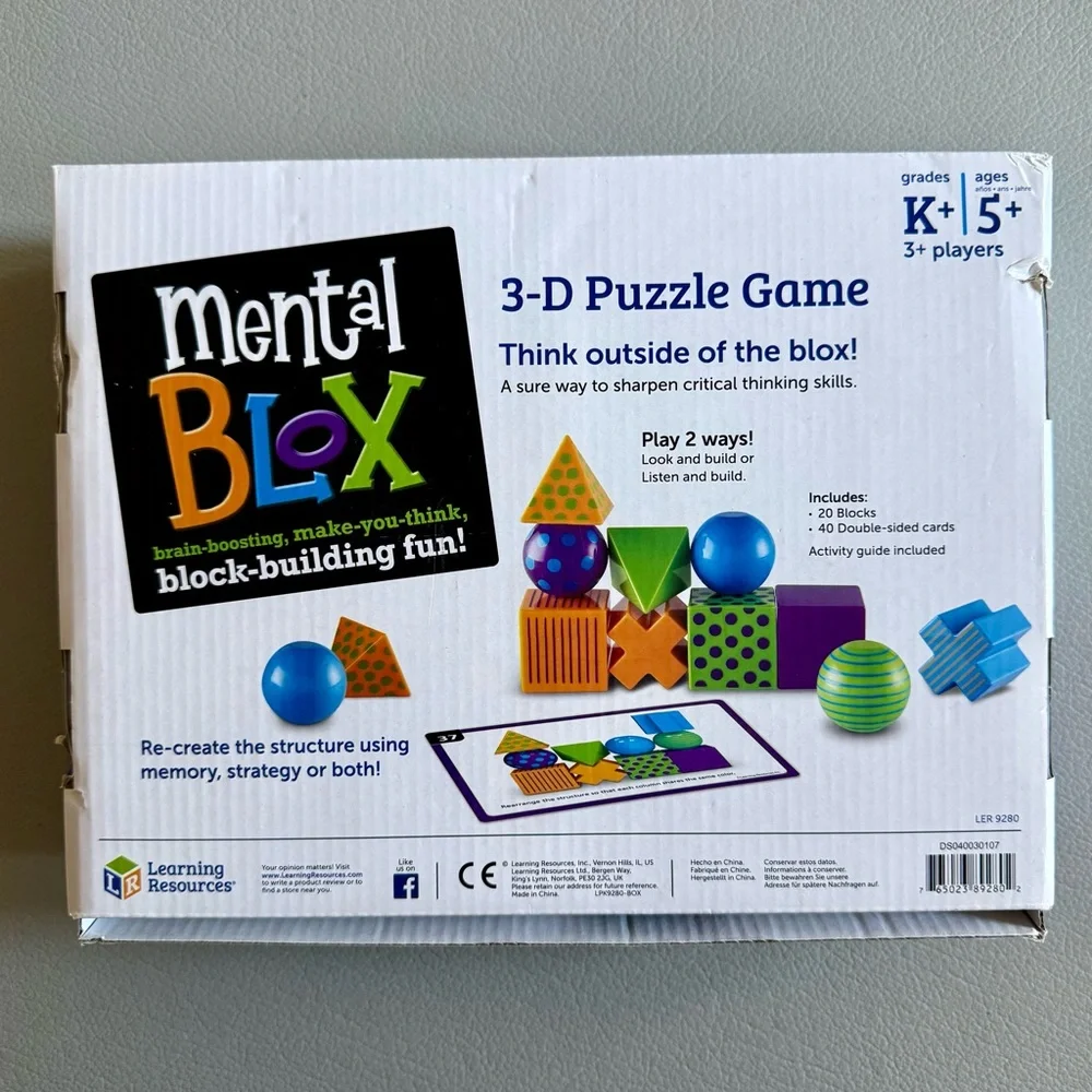 Learning Resources Mental Blox Critical Thinking Game | 20 Blocks/40 pcs | STEM